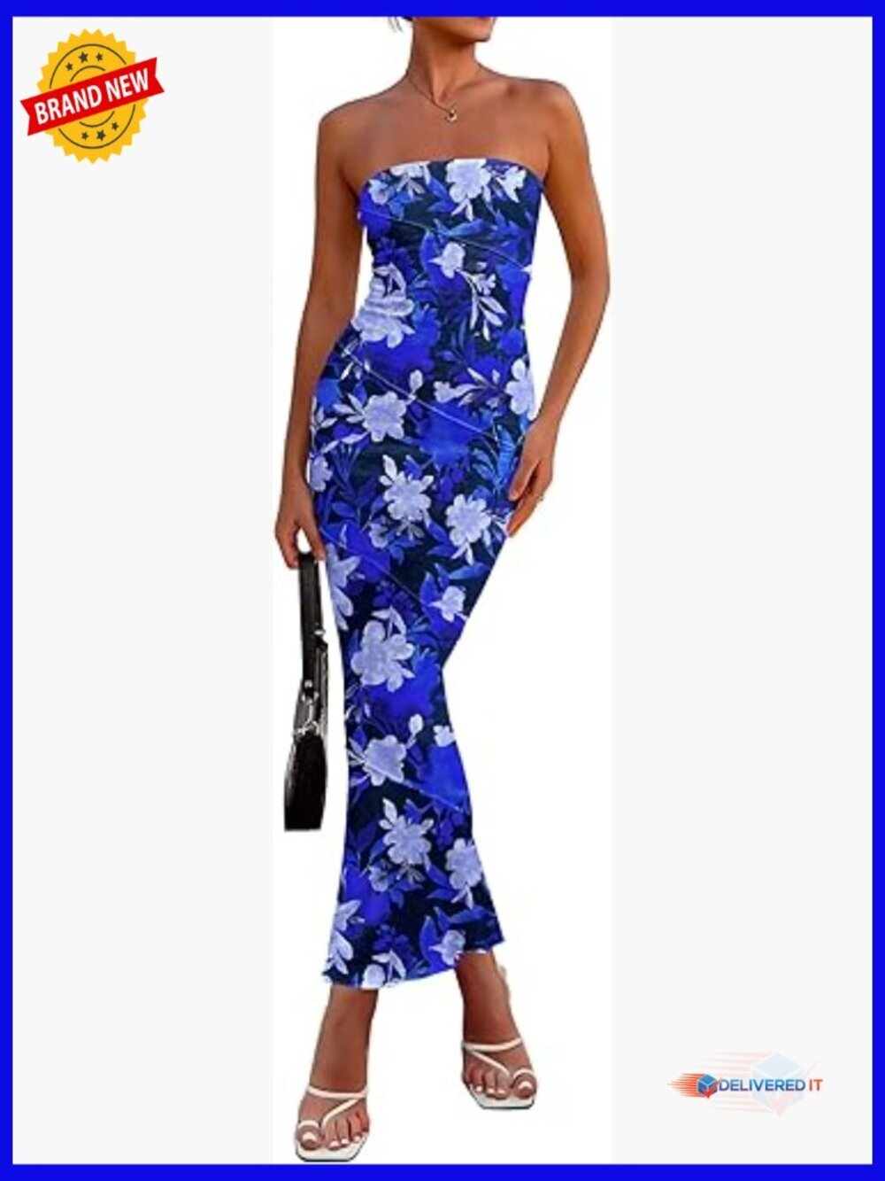 Strapless Bodycon Maxi Dress Floral Boho Summer Party Tube Dress
